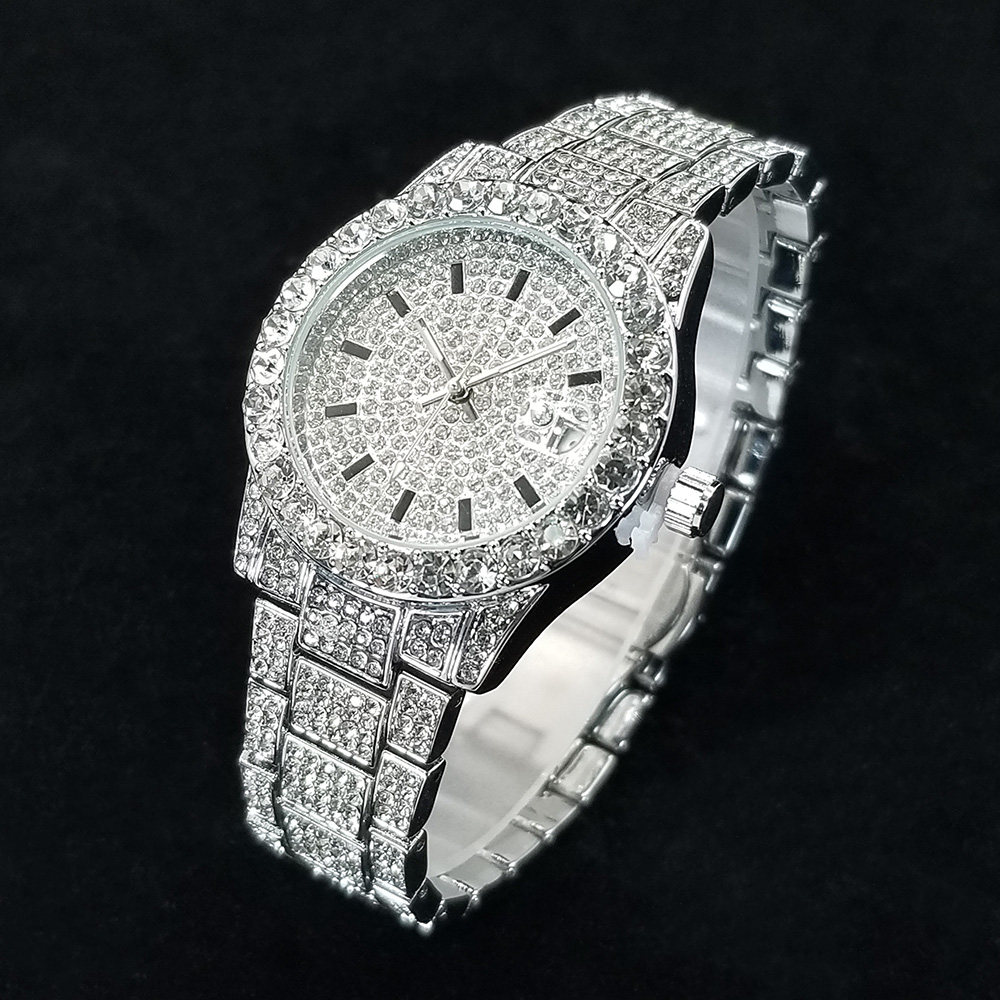우아한 다이아몬드 시계 여성 패션 실버 라운드 스테인리 - Jewelry Diamond Watches 리뷰 및 가격