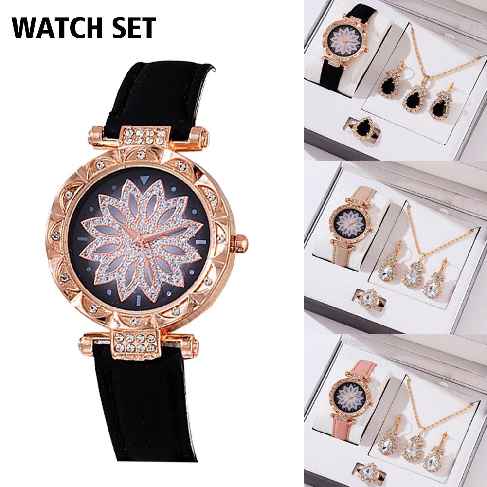여성용 쿼츠 시계 고급 여성 반지 목걸이 귀걸이 라인스 - Jewelry Watches Luxury 리뷰 및 가격