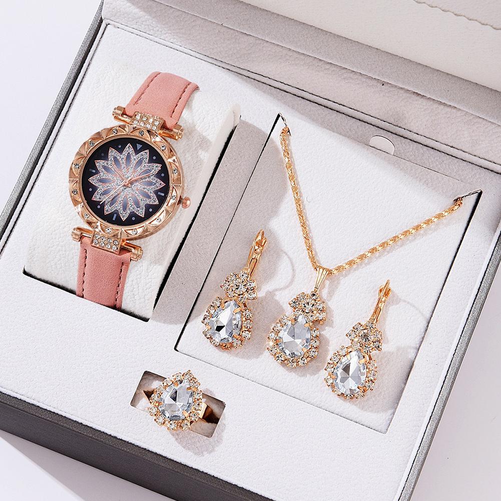 여성용 쿼츠 시계 고급 여성 반지 목걸이 귀걸이 라인스 - Jewelry Watches Luxury 리뷰 및 가격