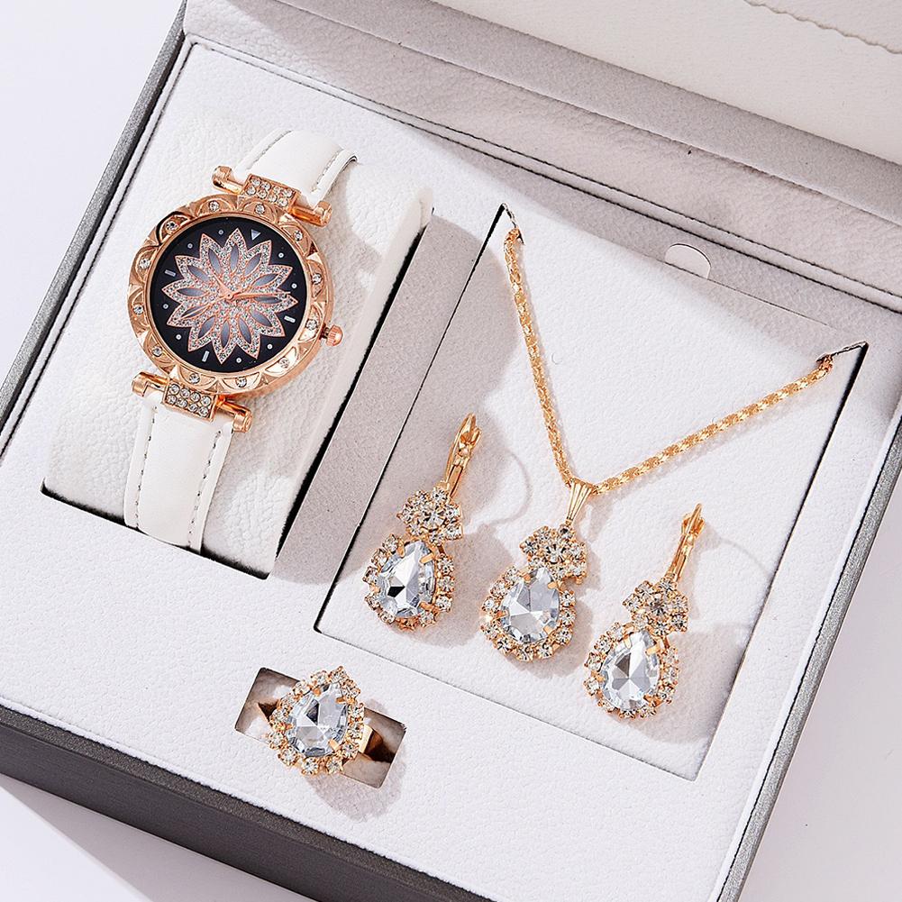 여성용 쿼츠 시계 고급 여성 반지 목걸이 귀걸이 라인스 - Jewelry Watches Luxury 리뷰 및 가격