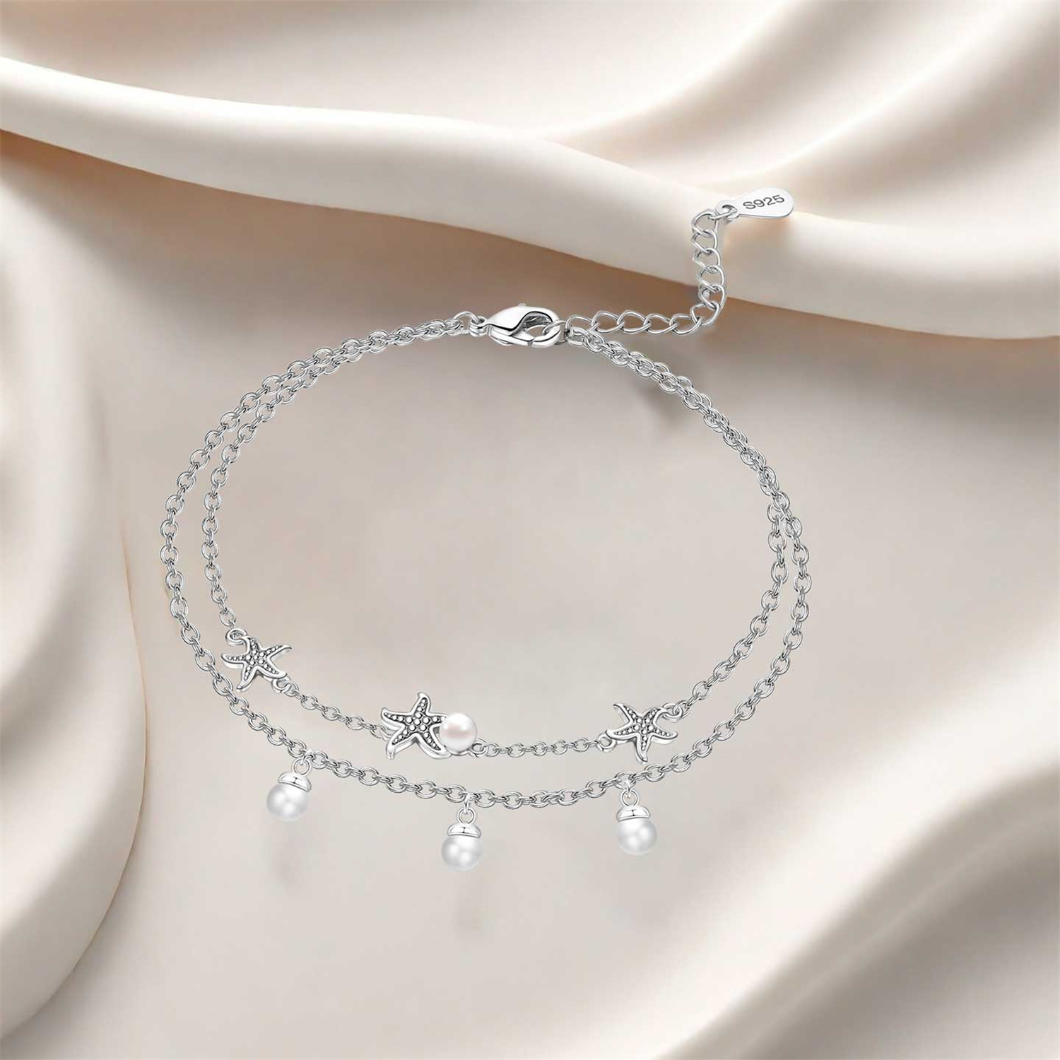 Orstarry S925 스털링 실버 진주 불가사리 더 - Anklet Foot Chain 리뷰 및 가격