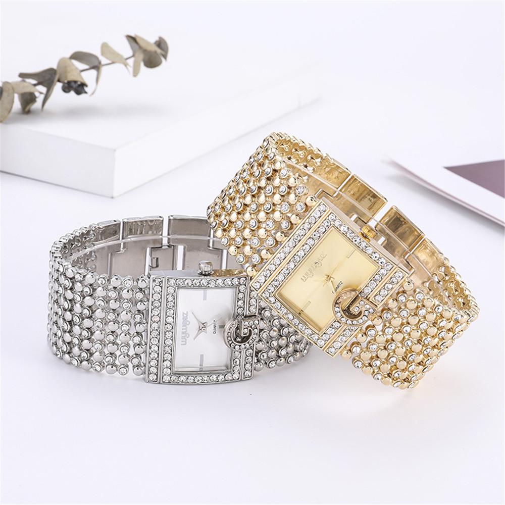 심플 스퀘어 골드 시계, 합금 팔찌, 여성용 손목 시계 - Jewelry Diamond Watches 리뷰 및 가격