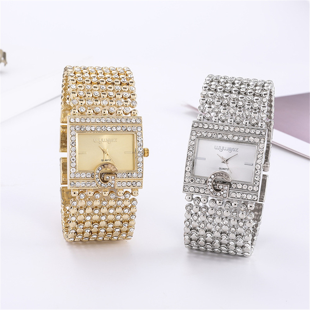 심플 스퀘어 골드 시계, 합금 팔찌, 여성용 손목 시계 - Jewelry Diamond Watches 리뷰 및 가격