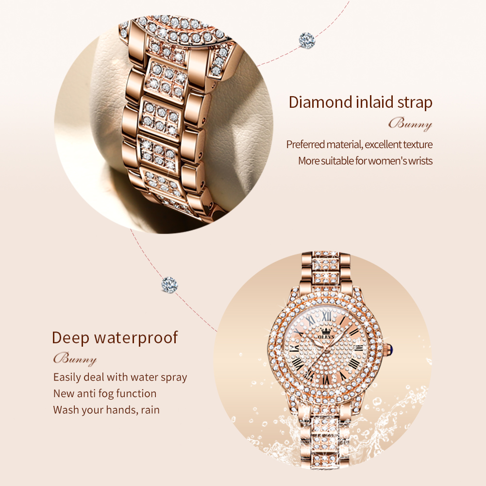 OLEVS 9943 여성을위한 럭셔리 모든 다이아몬드  - Jewelry Diamond Watches 리뷰 및 가격